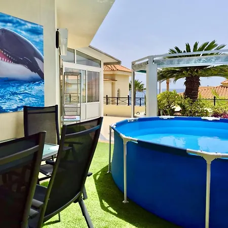 Villa Grand Blue Horizon In Cristianos, Ocean-facing, Private Garden And Parking